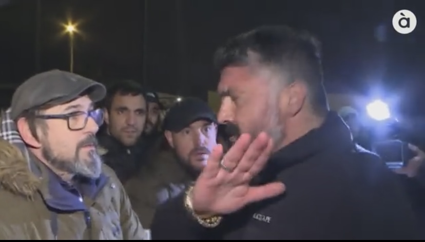 Italian coach Gennaro Gattuso shoves camera out of his face at airport after his team lost: watch