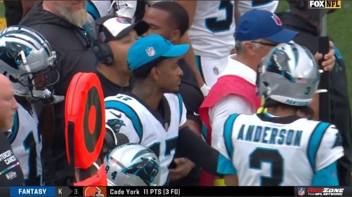 Robbie Anderson fumes at wide receiver coach Joe Dailey during Carolina Panthers vs Los Angeles Rams: Watch