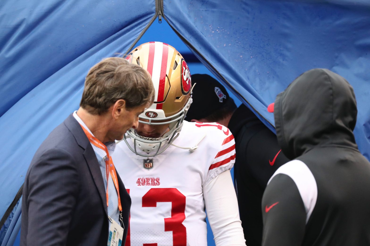 Brock Purdy injury update: San Francisco 49ers quarterback suffers blow on elbow vs Philadelphia Eagles in NFC title game