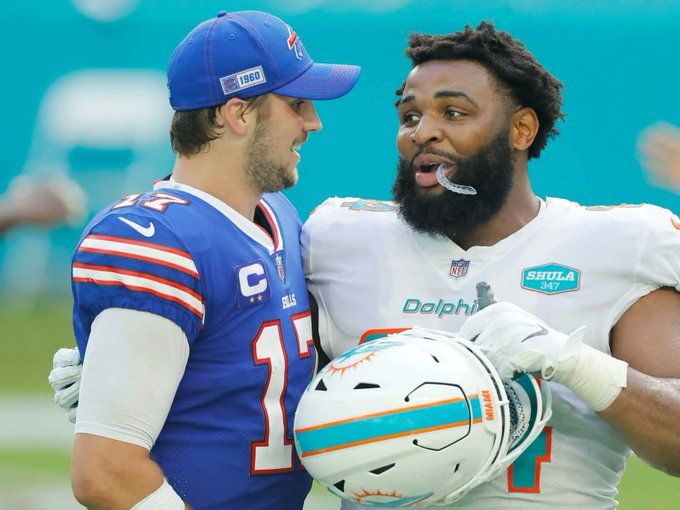 Josh Allen pushes Christian Wilkins, Buffalo Bills and Miami Dolphins players engage in scuffle: Watch