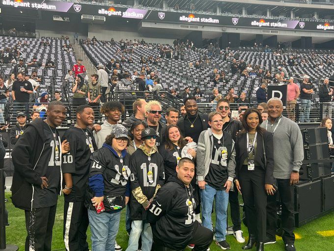 Guy Fieri, owner of Flavortown, attends Las Vegas Raiders vs Indianapolis Colts at Allegiant Stadium: Watch