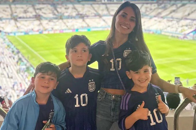 Lionel Messi’s wife Antonela Roccuzzo, sons Mateo, Thiago, Ciro attend Argentina vs Poland FIFA WC game: Watch