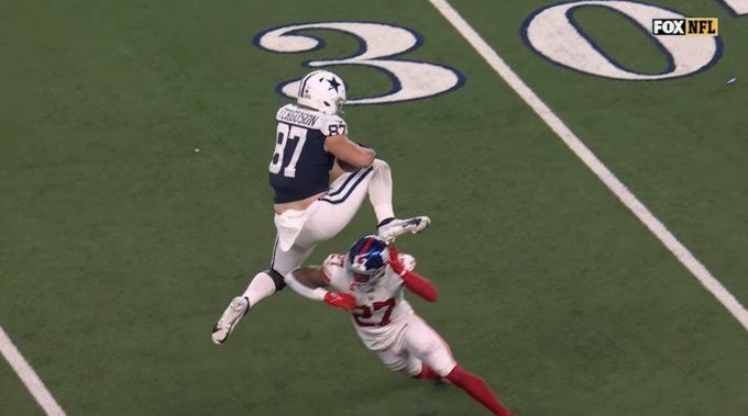 Dallas Cowboys’ Jake Ferguson jumps over New York Giants defender on Thanksgiving Day: Watch