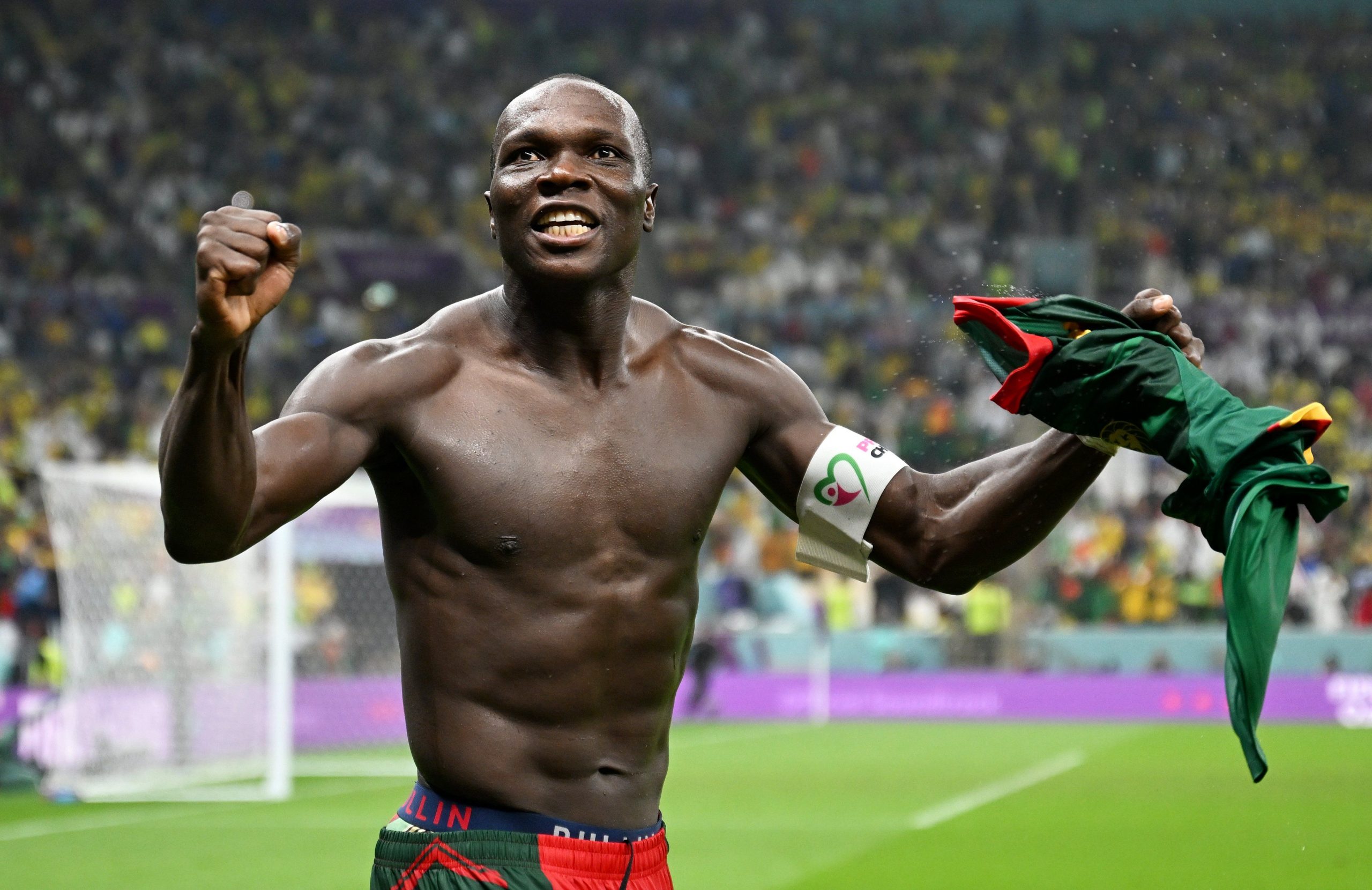 Cameroon’s Vincent Aboubakar shown red card after scoring goal against Brazil, celebrating shirtless: Watch