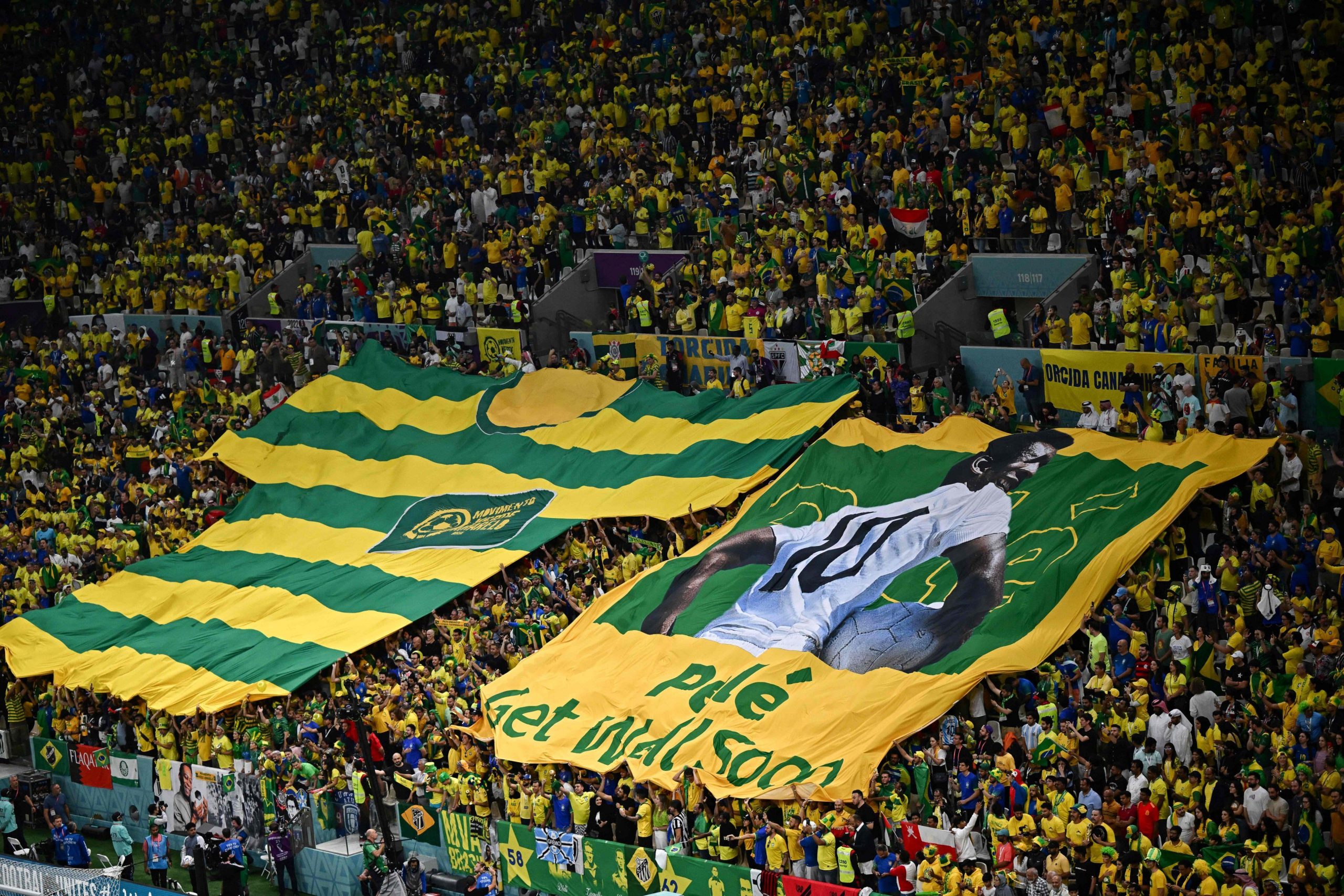 Watch: Brazil fans fly ‘Pele get well soon’ flag during FIFA World Cup 2022 match vs Cameroon