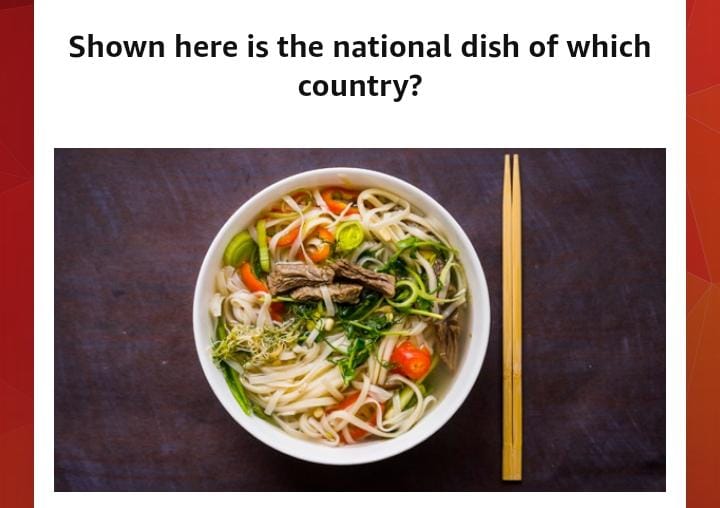Amazon Quiz: Shown here is the national dish of which country?