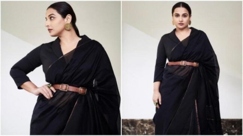 Vidya Balan promotes Jalsa in a 17k black sheer saree