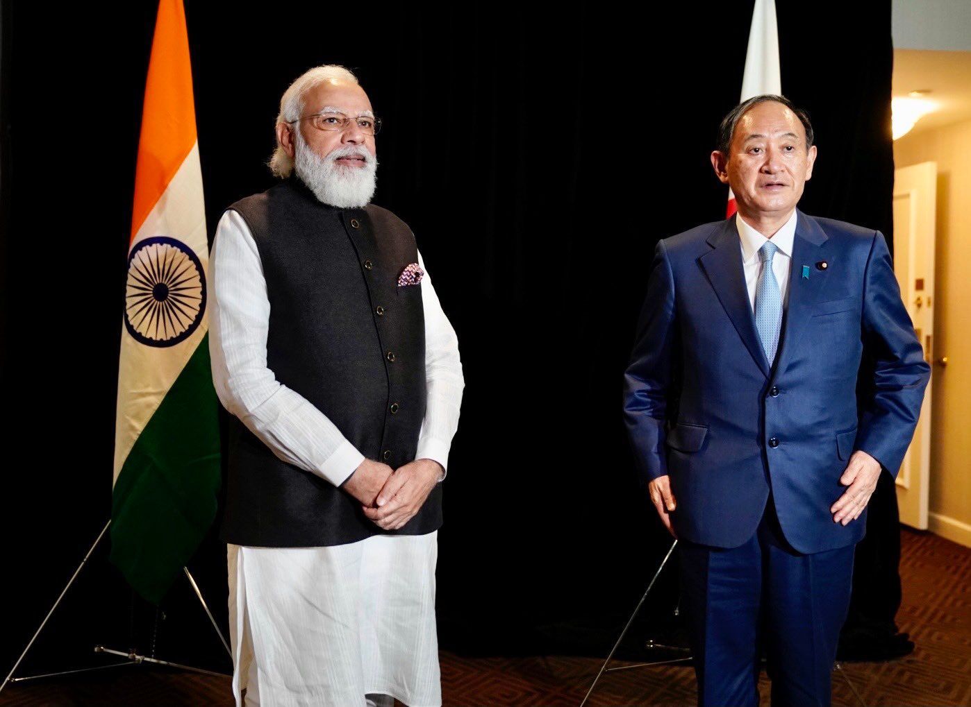 Indian PM Narendra Modi holds meeting with Japan PM Yoshihide Suga in US