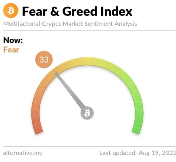 Crypto Fear and Greed Index on Friday, August 19, 2022