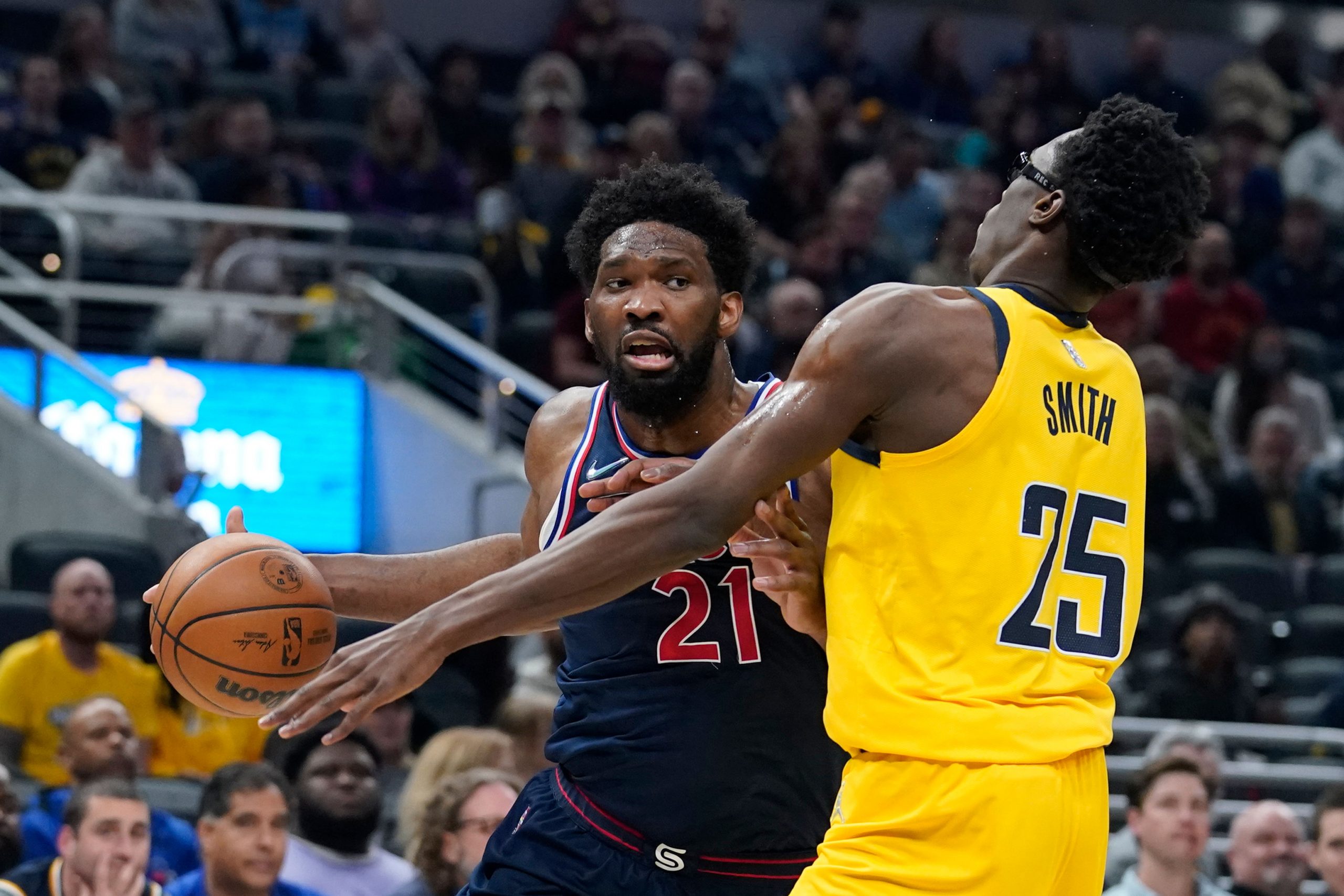 NBA: Joel Embiid scores 45, 76ers beat Pacers to pull even in Atlantic