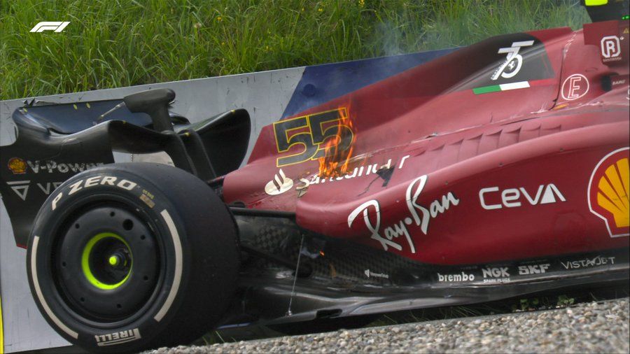 F1: Carlos Sainz’s Ferrari catches fire at Austrian GP, driver safe
