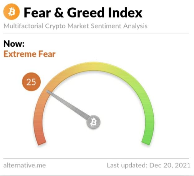 Crypto Fear and Greed Index on December 20, 2021