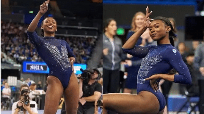 Gymnast Nia Dennis goes viral for her black excellence dance routine. Watch
