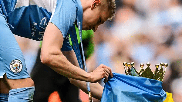 Man City’s Zinchenko shows tearful support for Ukraine after PL title win