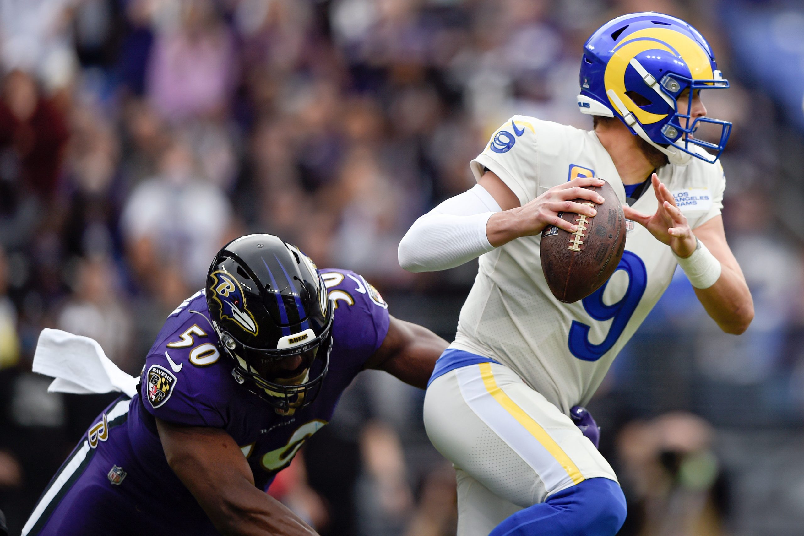 NFL: Matthew Stafford rallies surging Los Angeles Rams past short-handed Baltimore Ravens
