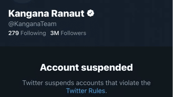 Kangana Ranaut’s Twitter account suspended for ‘inciting violence’