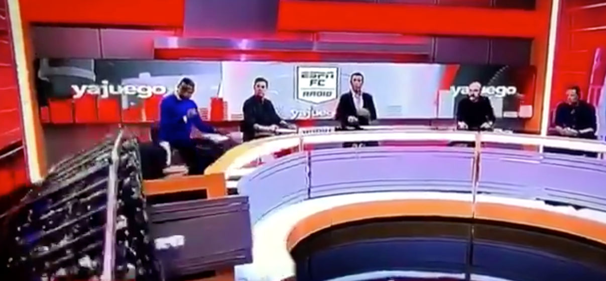 Watch | Part of TV set falls on panelist during live show
