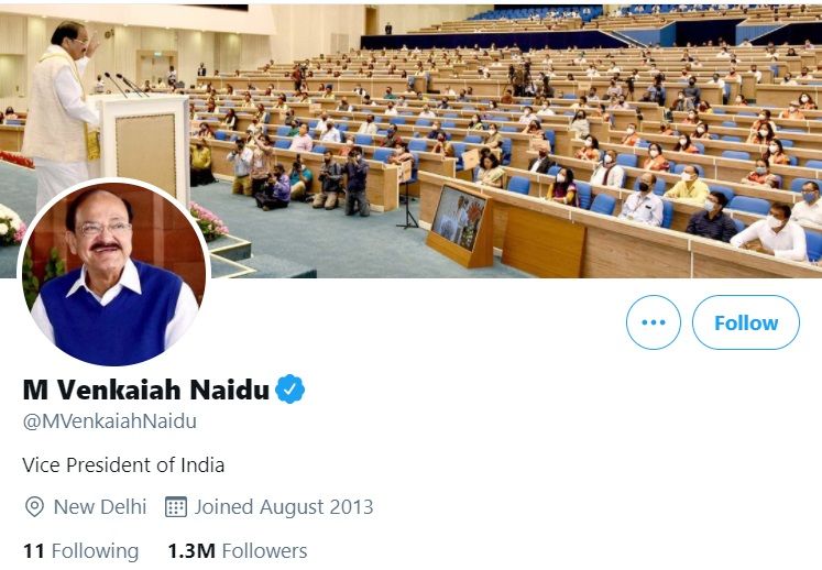 Twitter restores verified badge on VP Venkaiah Naidu’s personal handle