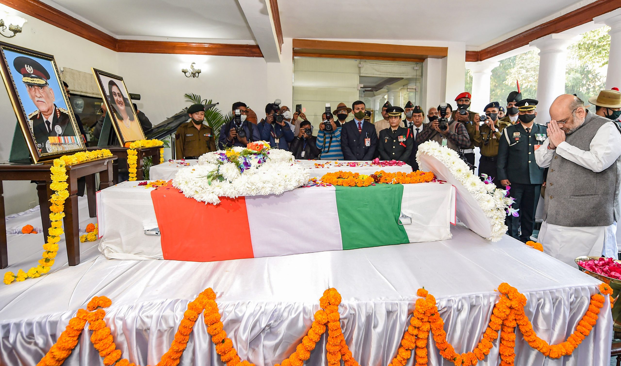 Amit Shah, Ajit Doval and Rahul Gandhi pays last respects to CDS Bipin Rawat, his wife