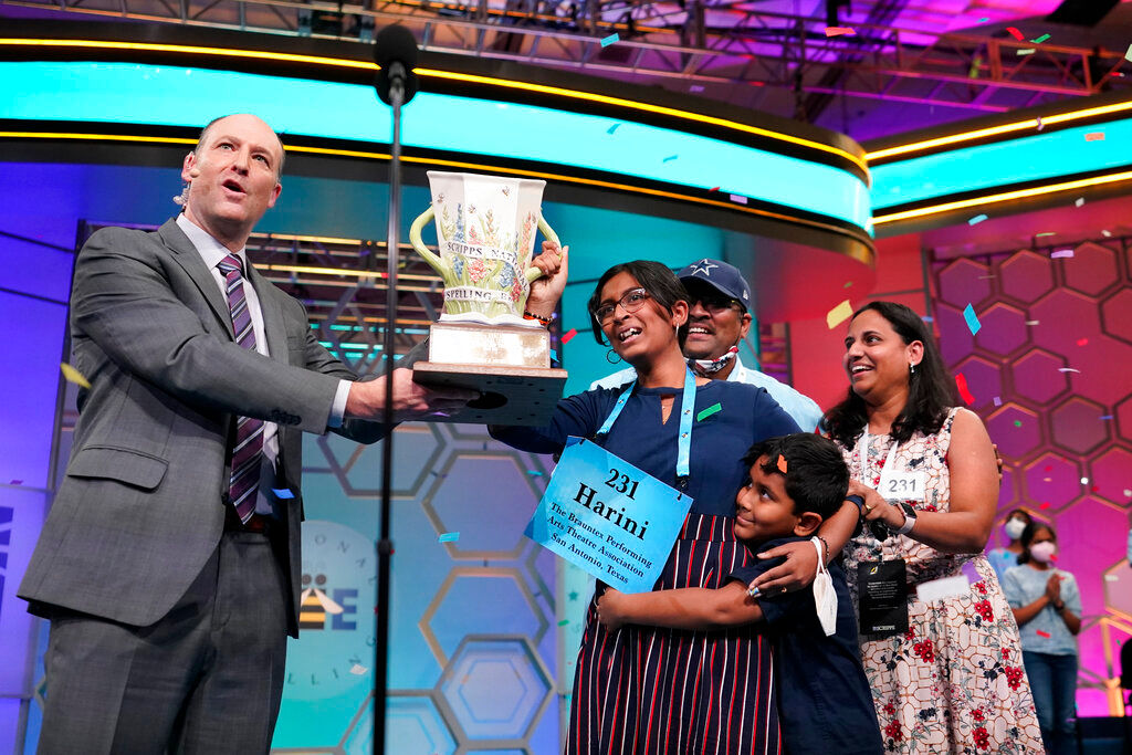 Harini Logan wins 2022 Scripps National Spelling Bee, beating Vikram Raju