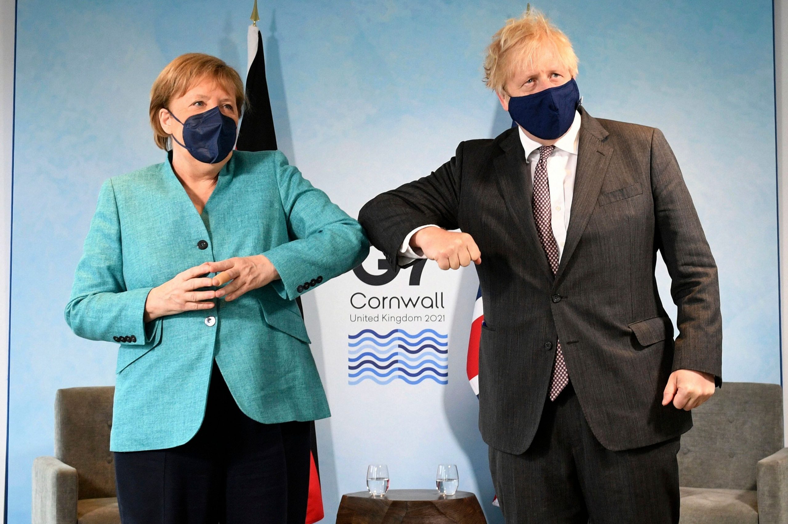 When Angela Merkel ignored Boris Johnson’s elbow bump at G7 summit