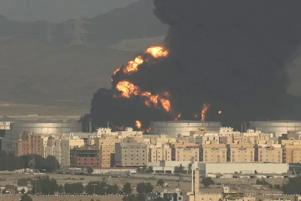 Watch: Raging fire, large smoke clouds at Saudi Oil Depot near Jiddah F1 Race Venue