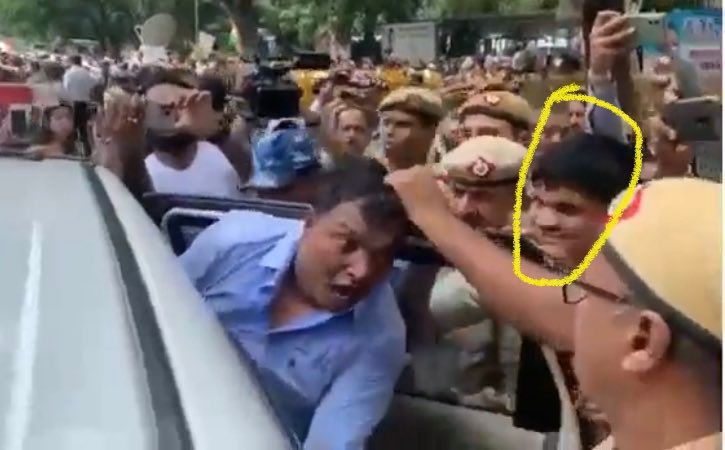 Watch: Delhi Police personnel manhandles Youth Congress leader Srinivas BV during protest