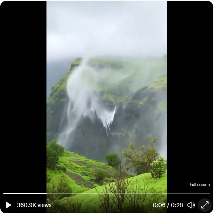 Watch: Reverse flow of waterfall in Maharashtra’s Naneghat