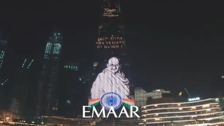 Watch | Burj Khalifa lights up in Mahatma Gandhis image on Gandhi Jayanti