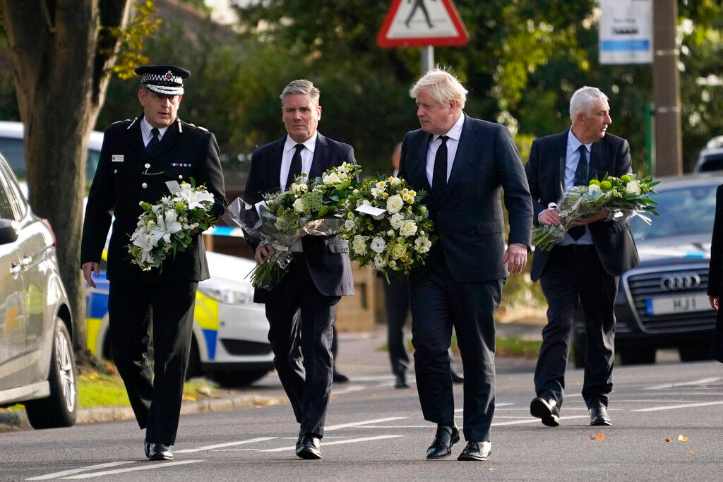 Leaders pay tribute at church where British MP David Amess was killed