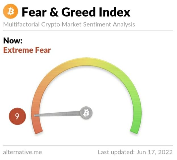 Crypto Fear and Greed Index on Friday, June 17, 2022