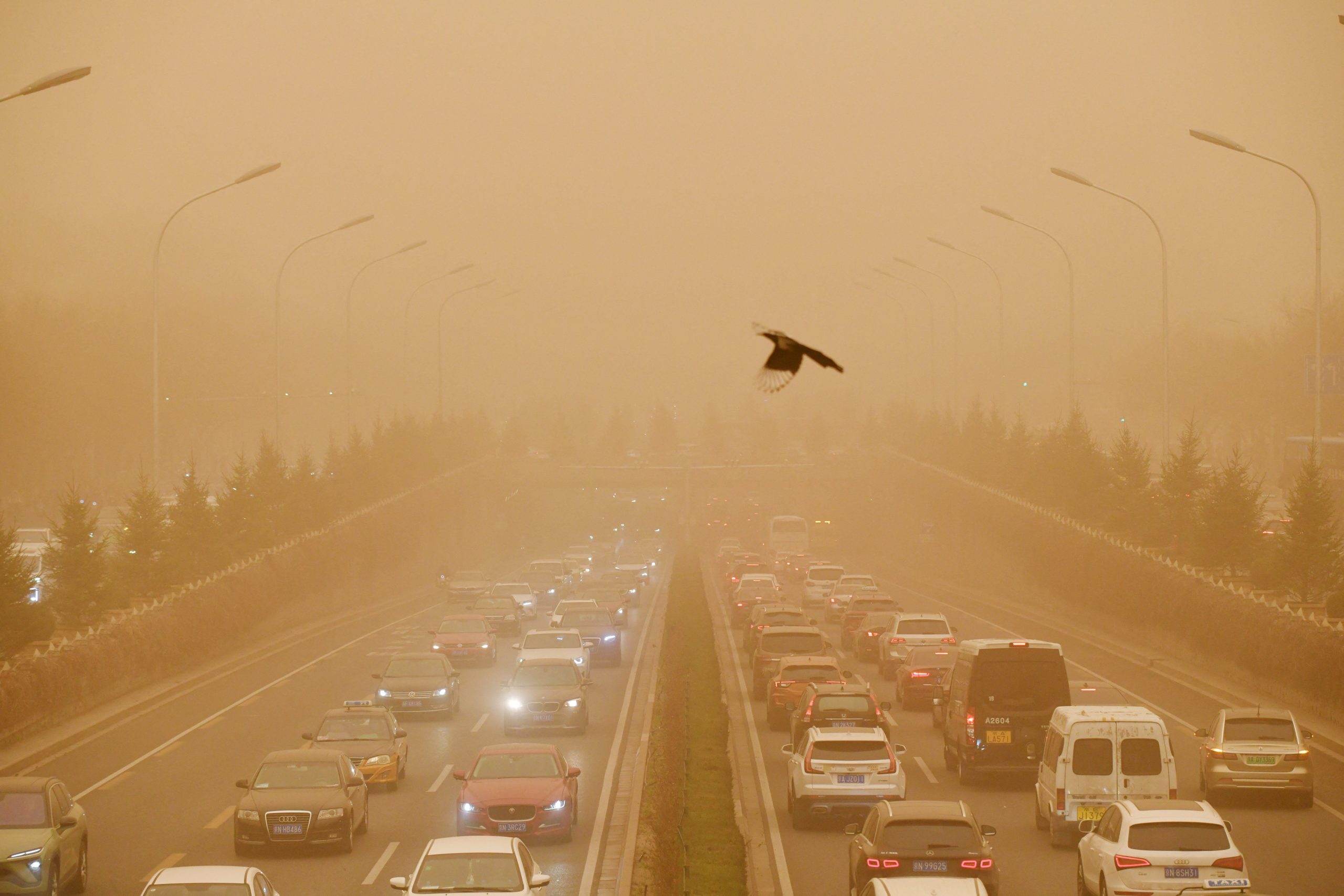 Skies over Beijing turn yellow as city sees worst sandstorm in decade. See photos