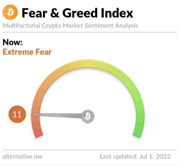 Crypto Fear and Greed Index on Friday, July 1, 2022