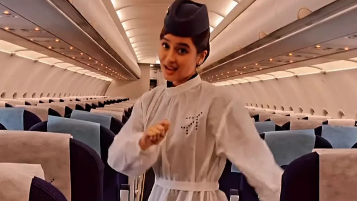Air hostess Manike Mage Hithe dance routine on empty flight goes viral