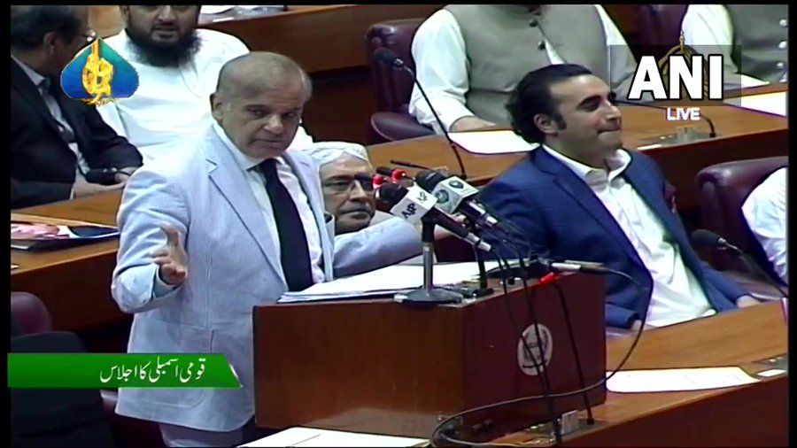 Shehbaz Sharif takes PM chair in Pakistan parliament after election | Watch