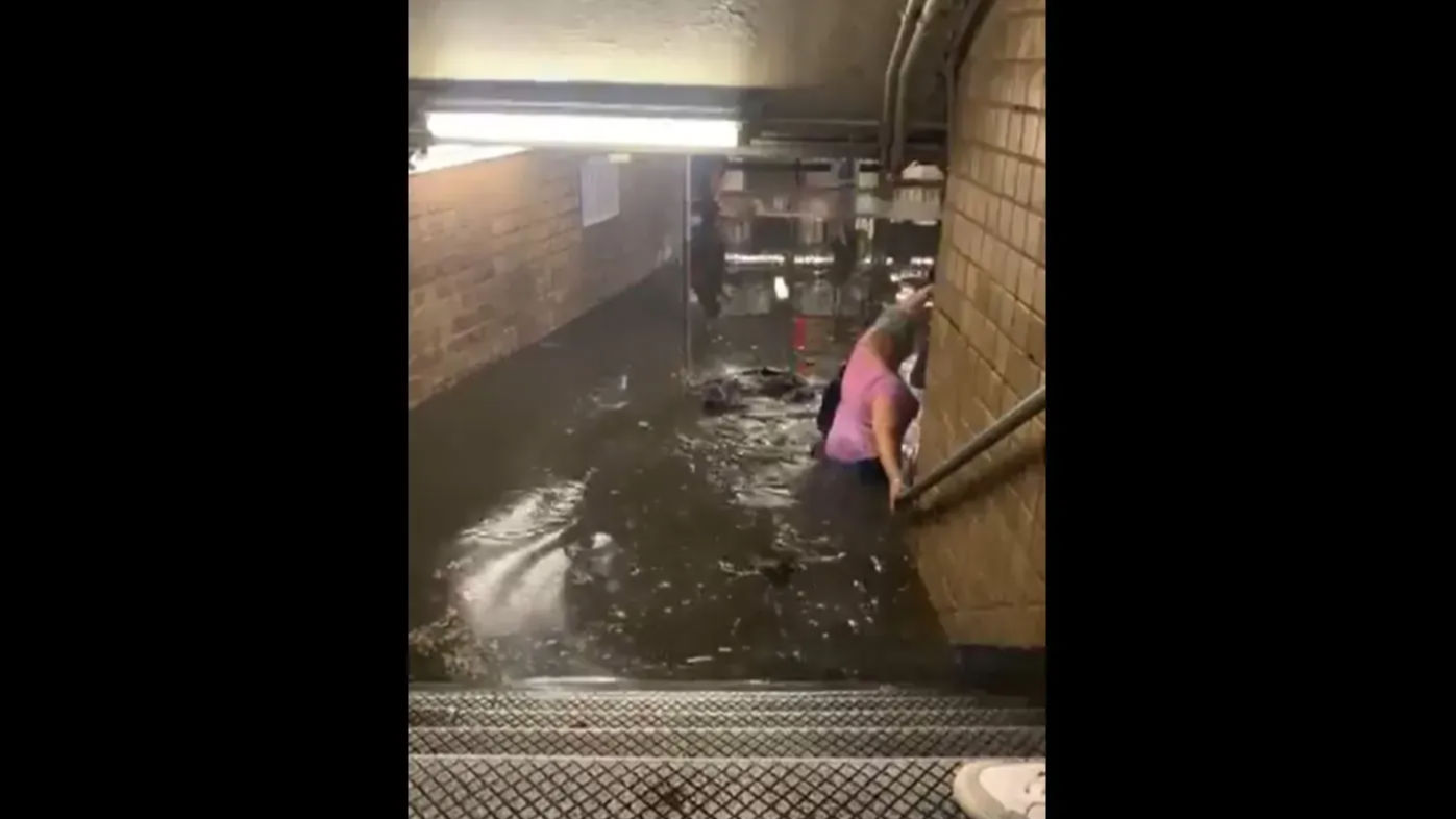 New York subways struggling with floods following heavy rains