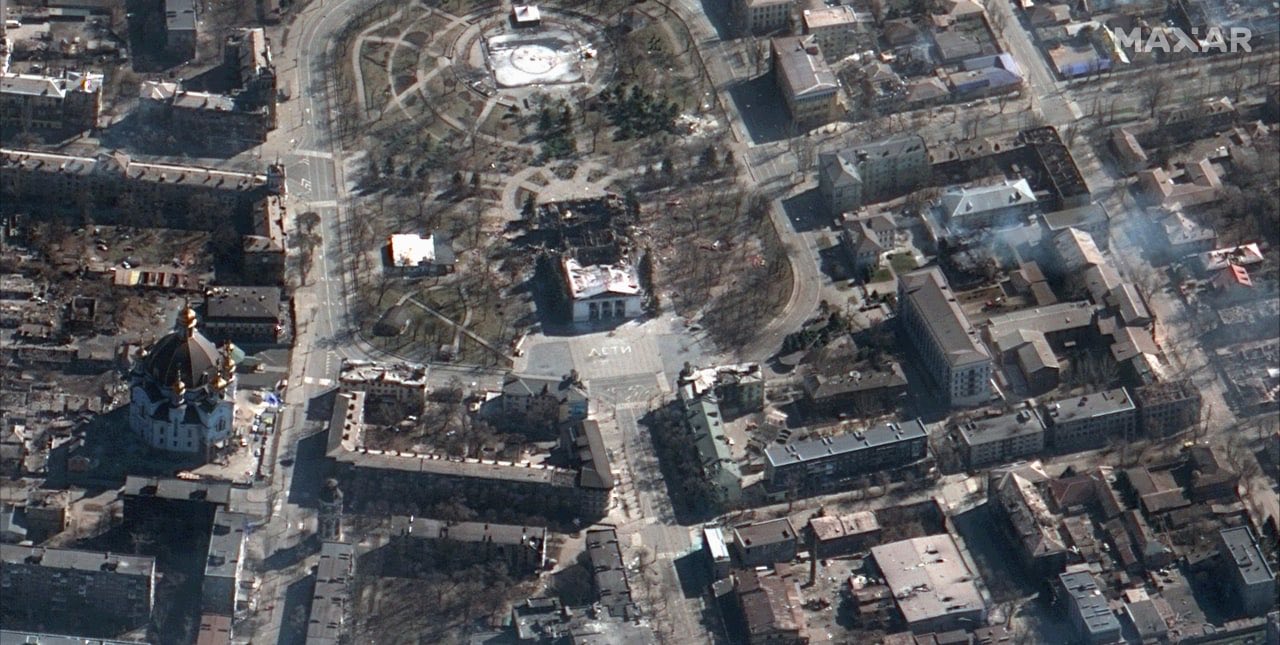 Satellite image shows damage of Mariupol theater after Russian airstrike