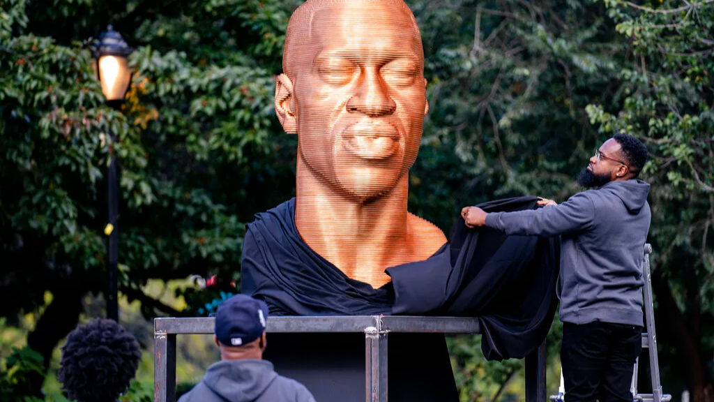 George Floyd’s statue in New York City vandalised, again