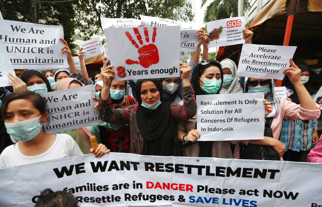 Afghan refugees in Indonesia protest slow UN resettlement process