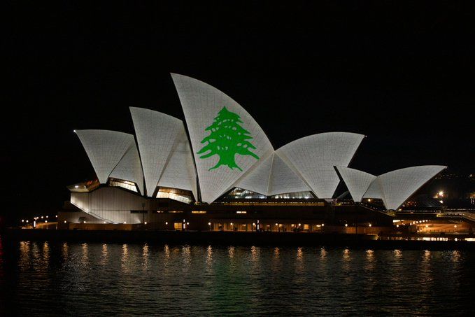 Lebanese Cedar shines on Sydney opera house in solidarity with Beirut