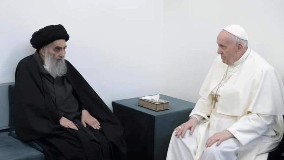 Pope Francis, top Shiite cleric discuss state of Iraqi Christians during historic papal visit