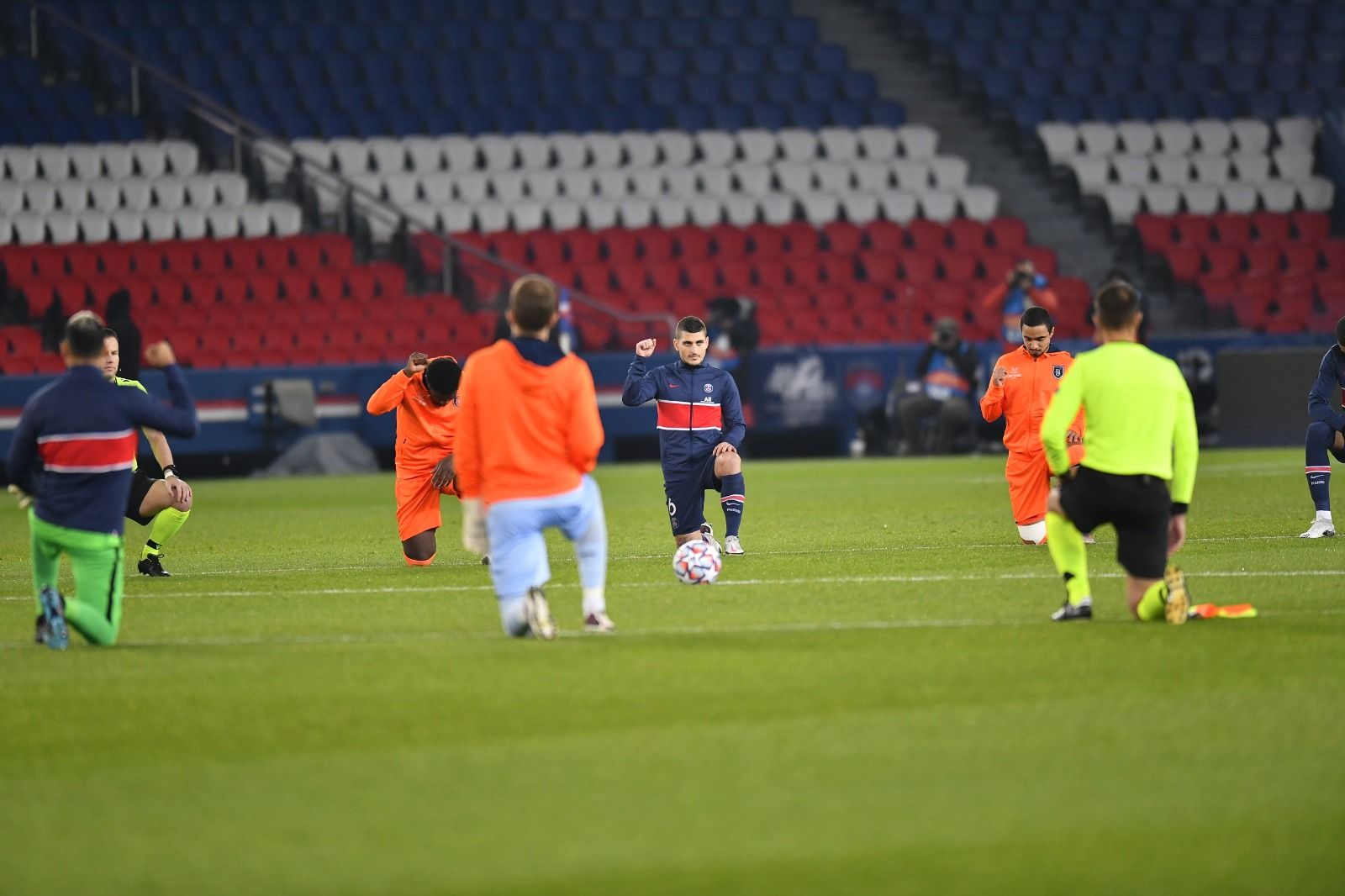PSG, Basaksehir players take knee before restarting suspended game after racism walkout