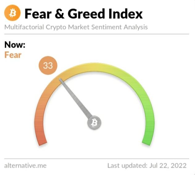 Crypto Fear and Greed Index on Friday, July 22, 2022