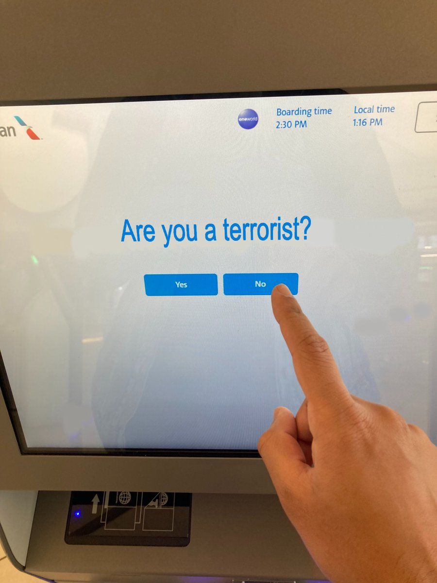 US airport kiosk asks, ‘Are you a terrorist?’ leaves internet in splits