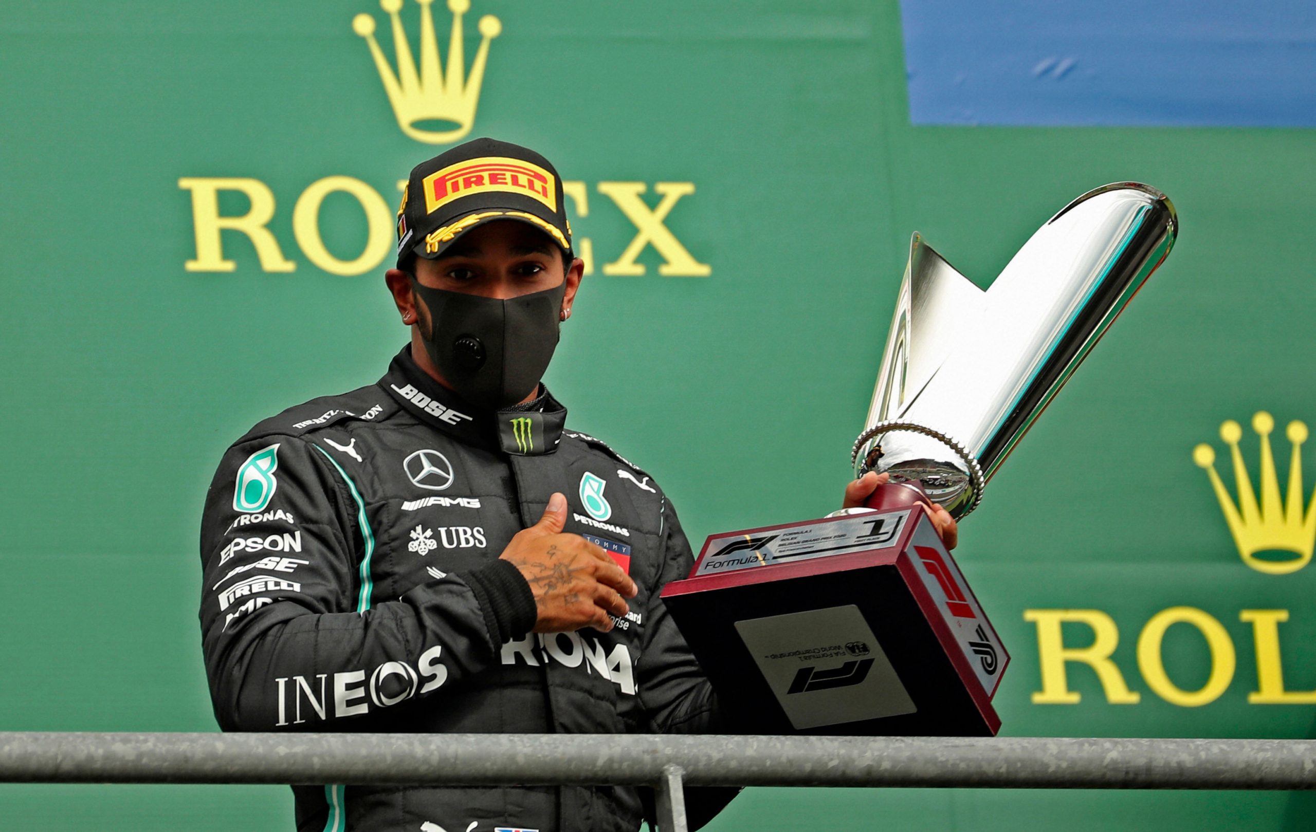 Lewis Hamilton salutes Chadwick Boseman after winning Belgian Grand Prix
