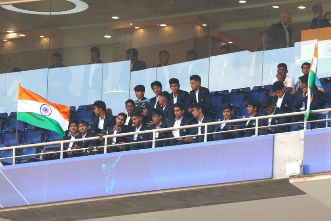 U-19 Indian team in attendance during 2nd India vs West Indies ODI. See Pic