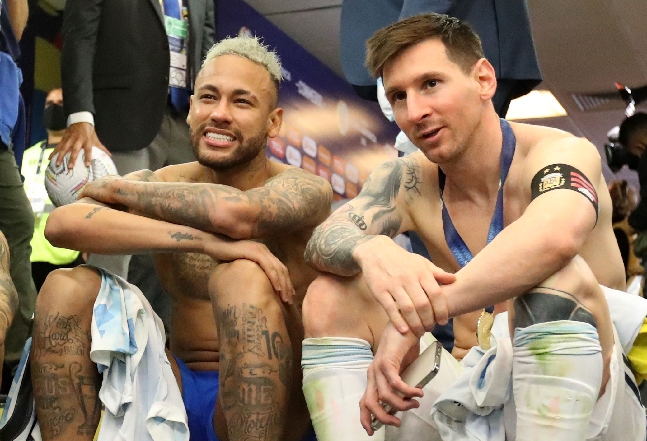 Messi ditches celebrations to console Neymar post Copa America win. Watch