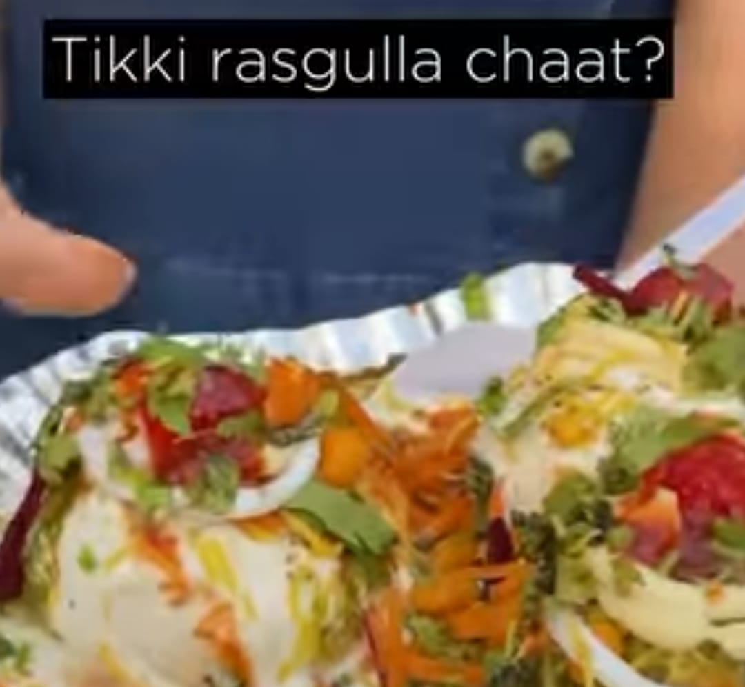 Food blogger tries ‘Tikki rasgulla chaat’, her reaction goes viral