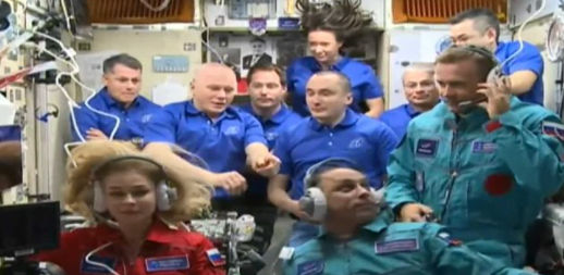 Russian crew arrive at International Space Station to shoot first film in orbit