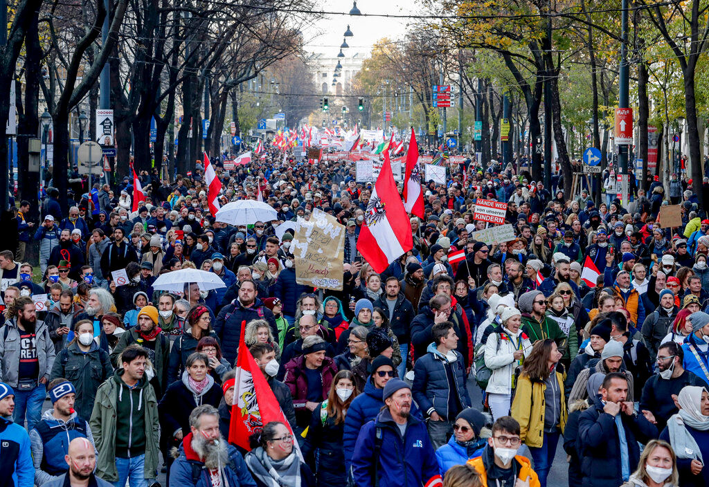 Protests erupt over COVID-19 rules in Austria, Italy, Croatia
